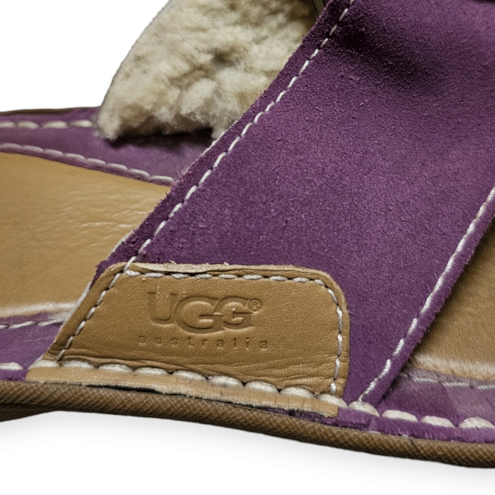 Ugg Leather Purple Thong Sherpa Lined Comfort Sandal - Picture 11 of 11